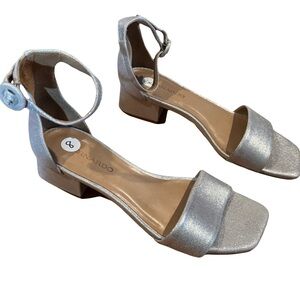 Bernardo Women's Metallic Silver Block Heel Sandals